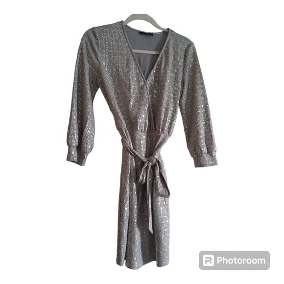 City Studio Dresses & Skirts - City Studio Belted Metallic Print A-Line Dress